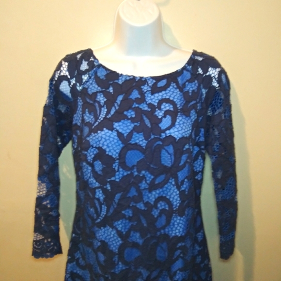 Lilly Pulitzer Aaliyah Two-Tone Blue Romantic Corded Lace Dress - Picture 4 of 14